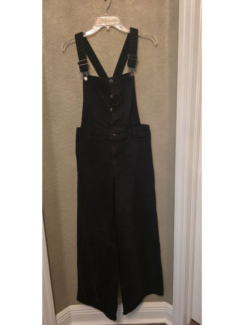 Universal Thread Ladies Sailor Black Wide Leg Denim Overalls size 8